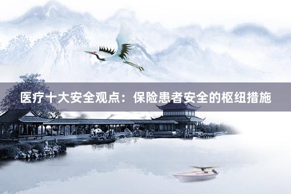 医疗十大安全观点：保险患者安全的枢纽措施